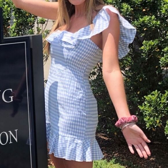 Majorelle Daze Away Gingham Blue Plaid Dress - Picture 11 of 12